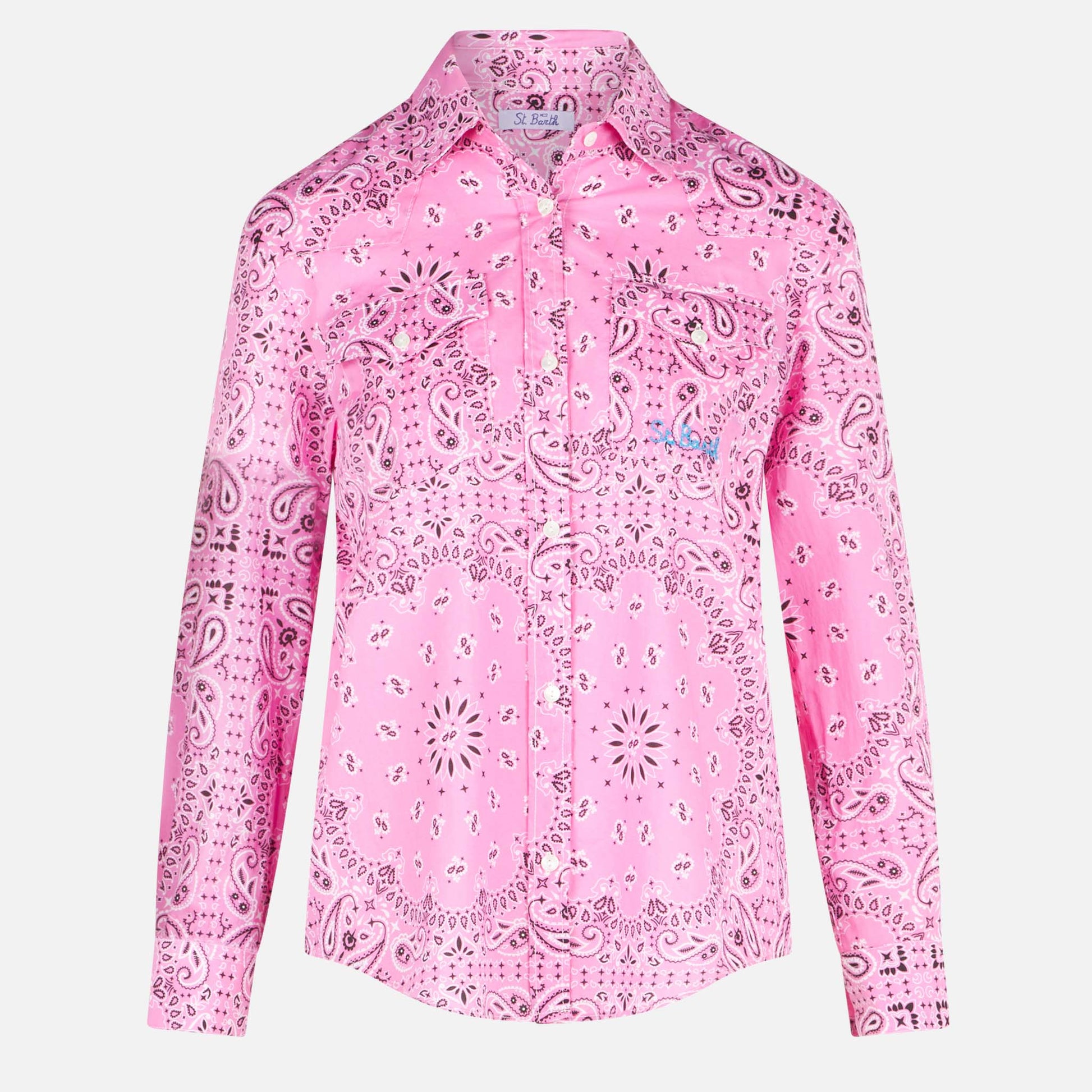 Woman pink shirt with bandanna print - MC2 Saint Barth