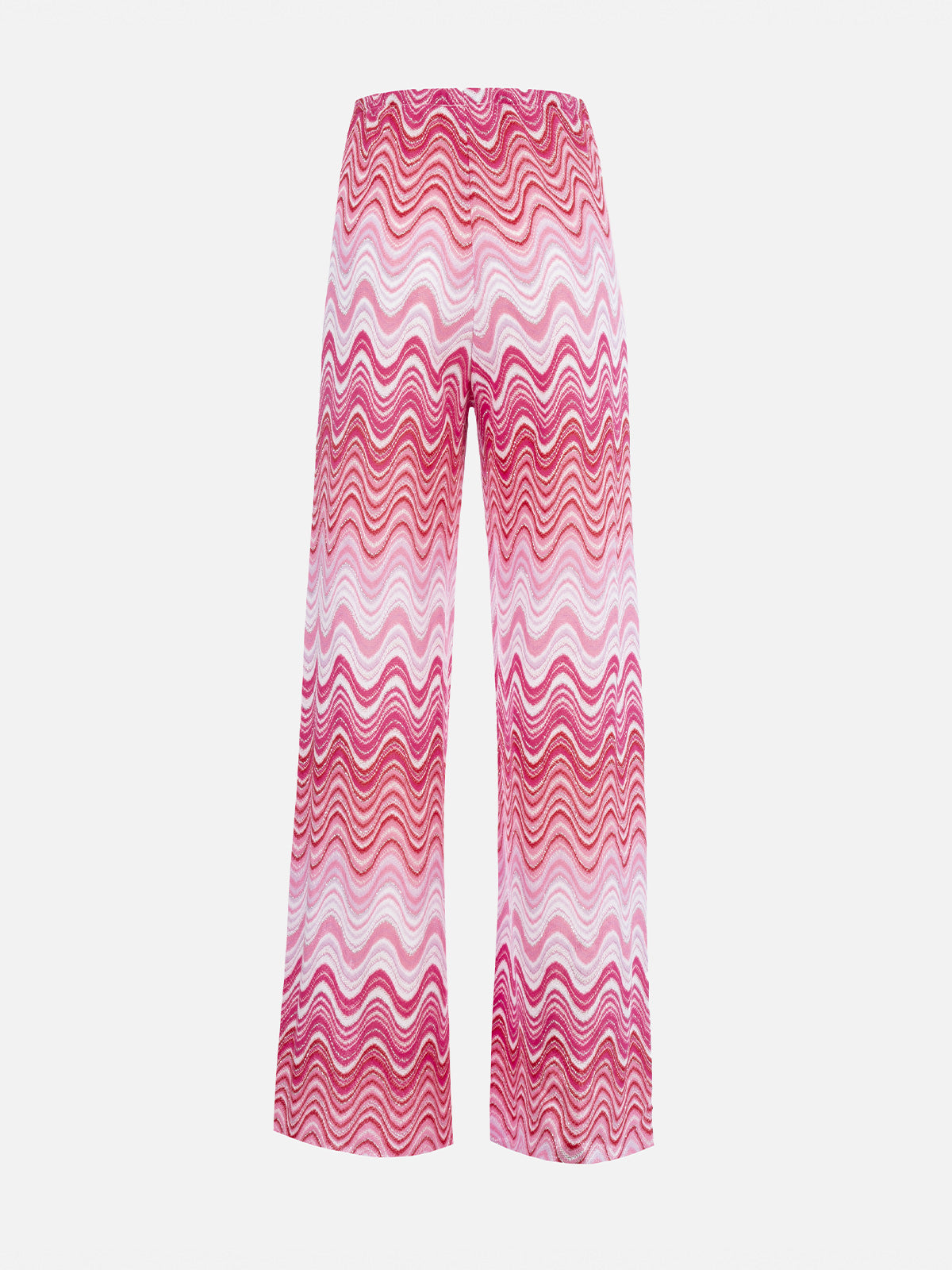 Woman raschel knit wide-leg pink trousers Amalia