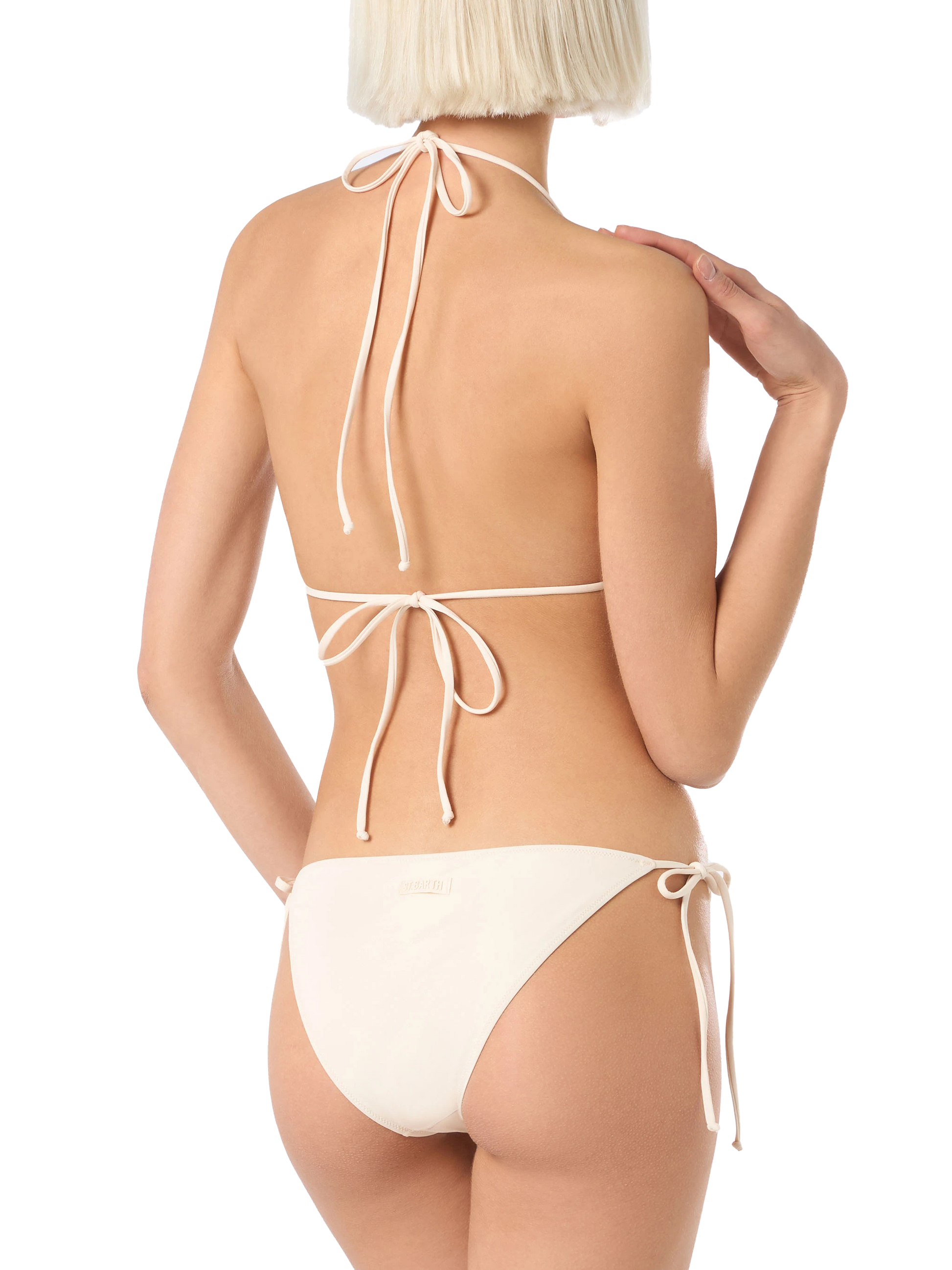 Woman triangle beige bikini with rhinestones - MC2 Saint Barth