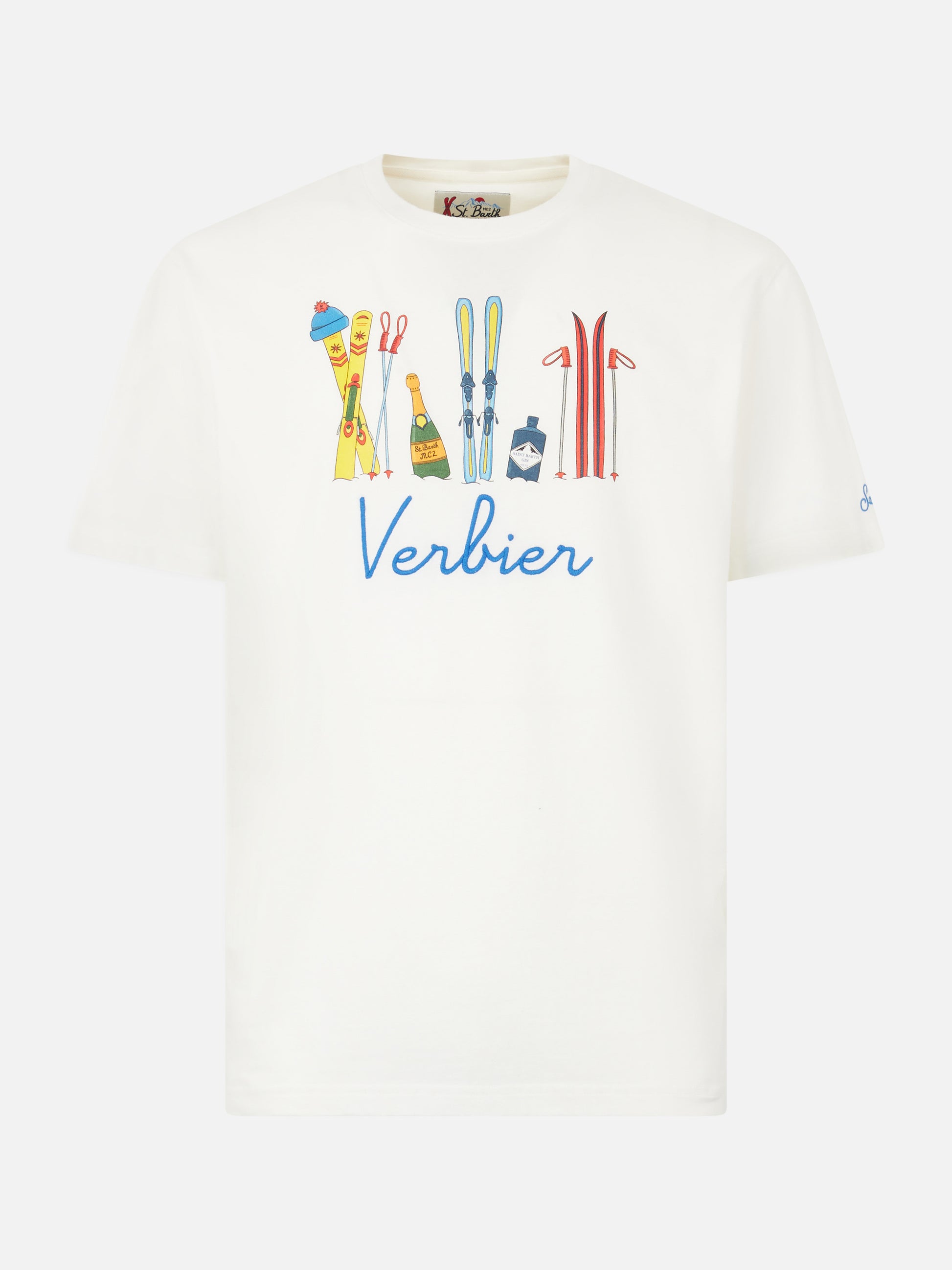 Man heavy cotton t-shirt with Verbier front embroidery - MC2 Saint Barth