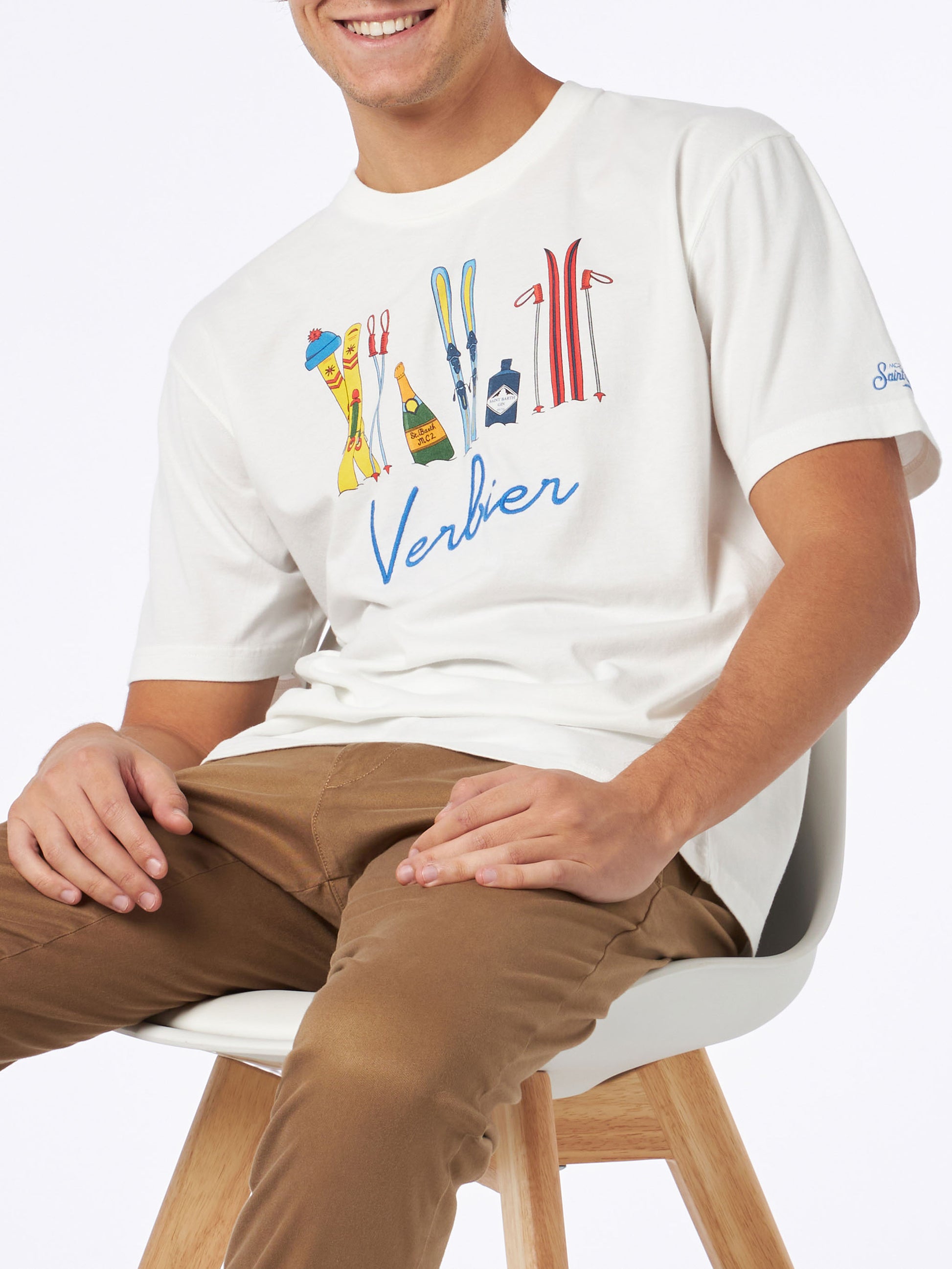 Man heavy cotton t-shirt with Verbier front embroidery - MC2 Saint Barth
