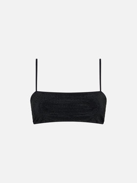 Woman bandeau black top with rhinestone - MC2 Saint Barth