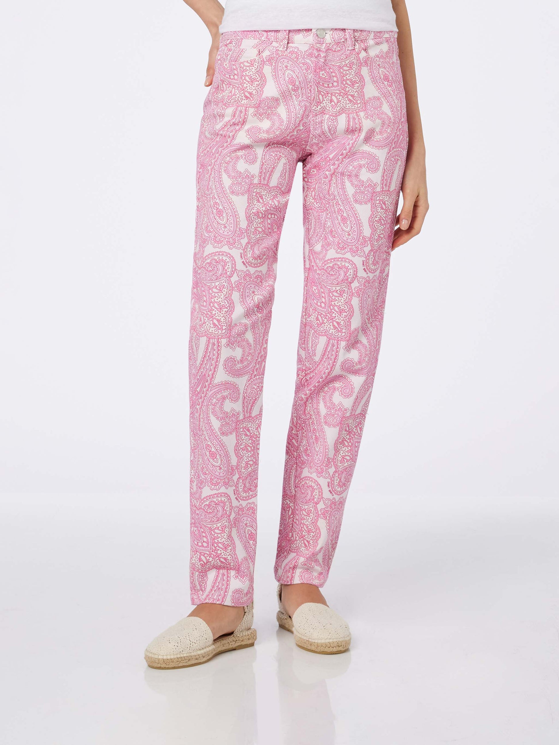 Woman pink paisley print denim Belleville - MC2 Saint Barth