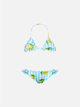 Girl classic triangle bikini Cris with lemon print - MC2 Saint Barth