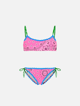 Girl bralette bikini with bandanna print - MC2 Saint Barth