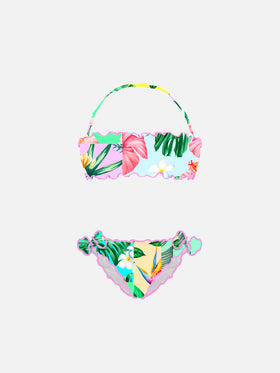 Girl bandeau bikini with flower print - MC2 Saint Barth