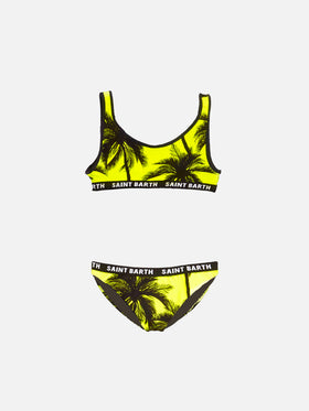 Black palm all over print girl's bralette bikini - MC2 Saint Barth