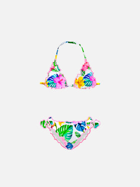 Girl triangle bikini with tropical print - MC2 Saint Barth