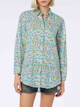 Woman cotton shirt Brigitte with flower print - MC2 Saint Barth