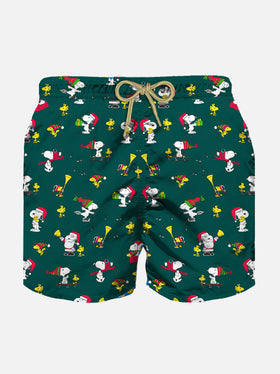 Boy light fabric swim shorts with Christmas Snoopy print | SNOOPY - PEANUTS™ SPECIAL EDITION - MC2 Saint Barth