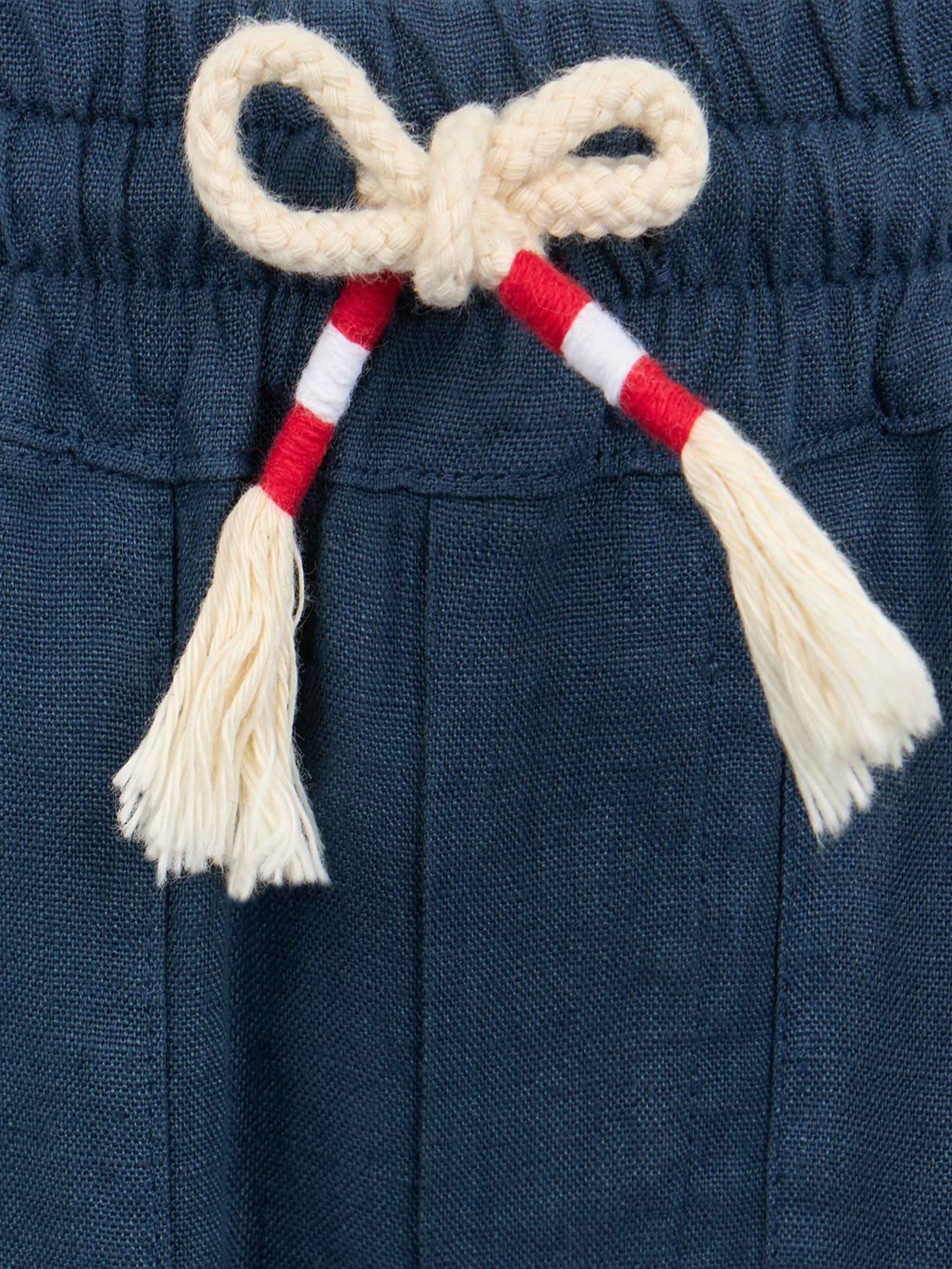 Boy navy blue linen Calais Jr pants with drawstring - MC2 Saint Barth