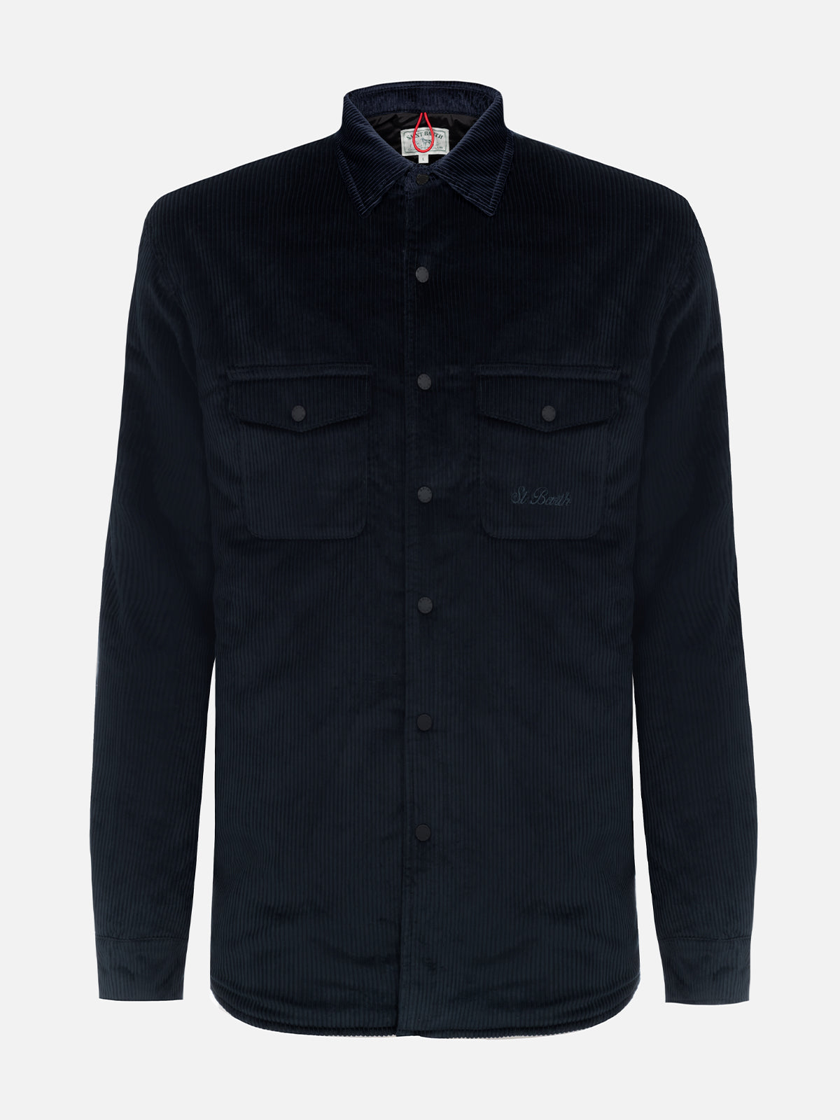 Man navy blue corduroy overshirt Chalet with St. Barth embroidery - MC2 Saint Barth