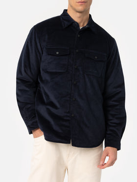 Man navy blue corduroy overshirt Chalet with St. Barth embroidery - MC2 Saint Barth
