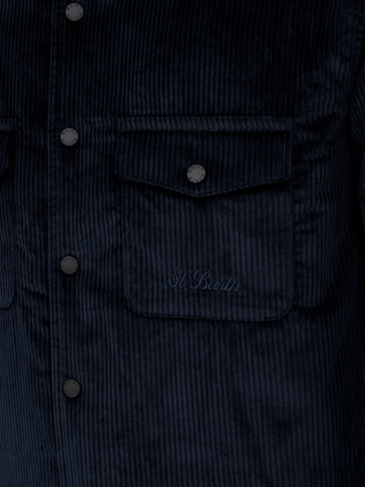 Man navy blue corduroy overshirt Chalet with St. Barth embroidery - MC2 Saint Barth