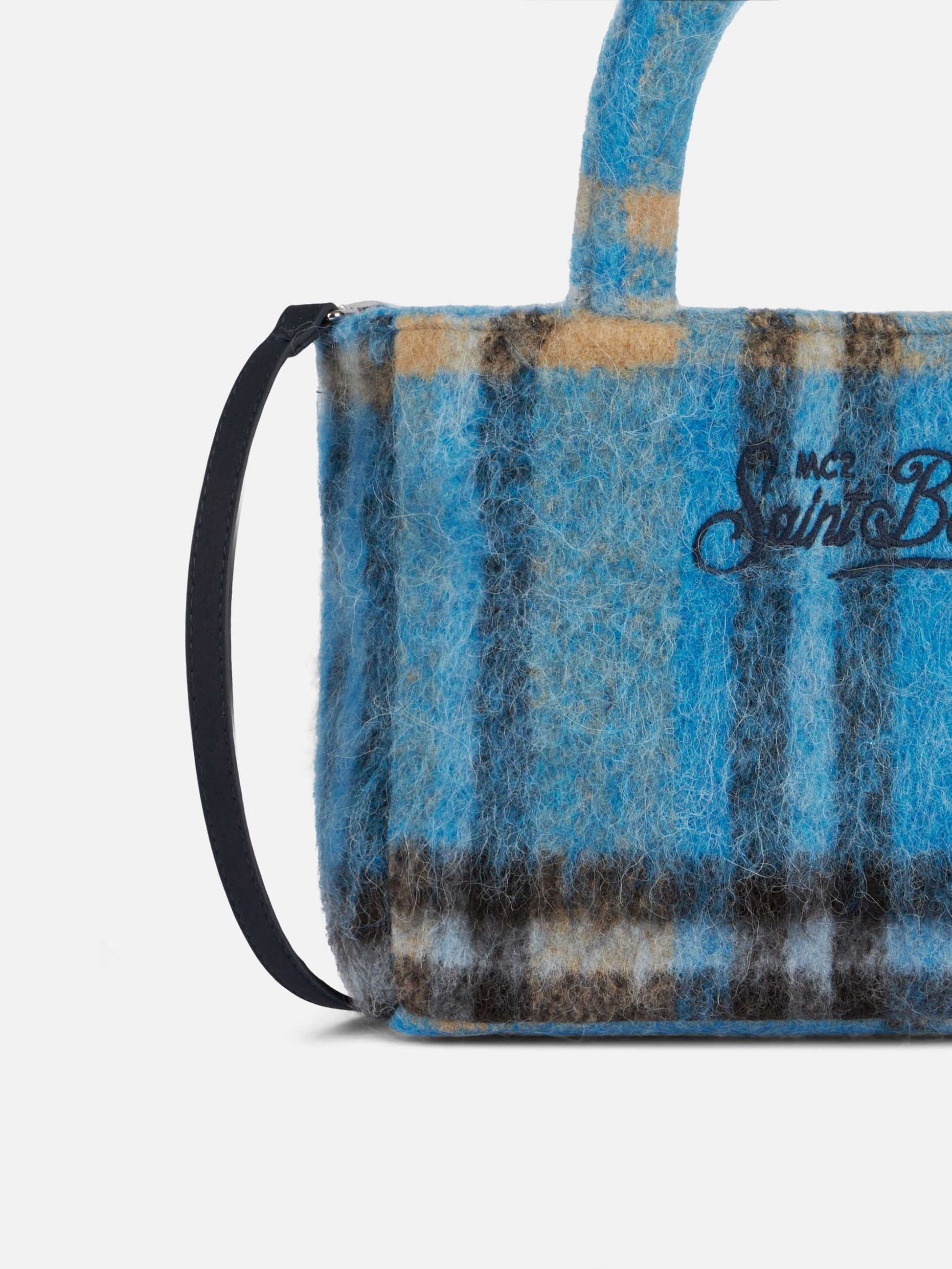 Soft wooly Clarine handbag with tartan pattern - MC2 Saint Barth