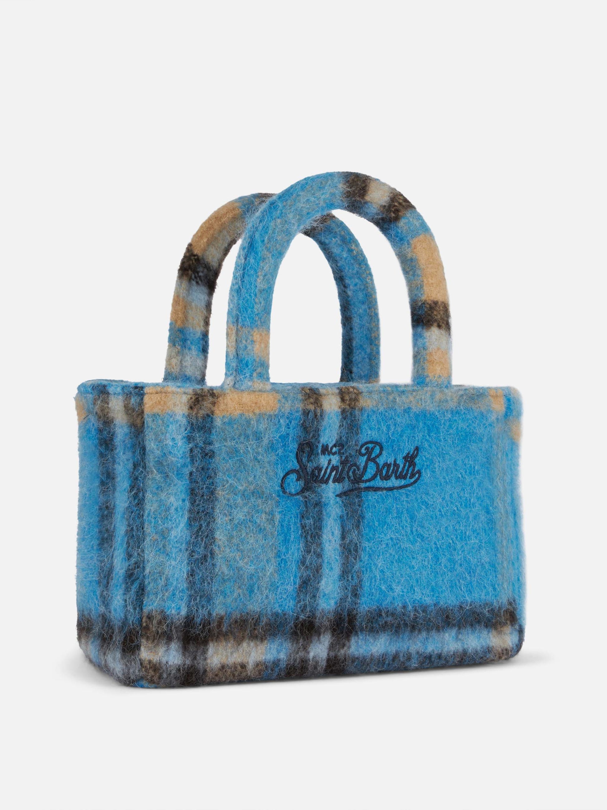 Soft wooly Clarine handbag with tartan pattern - MC2 Saint Barth