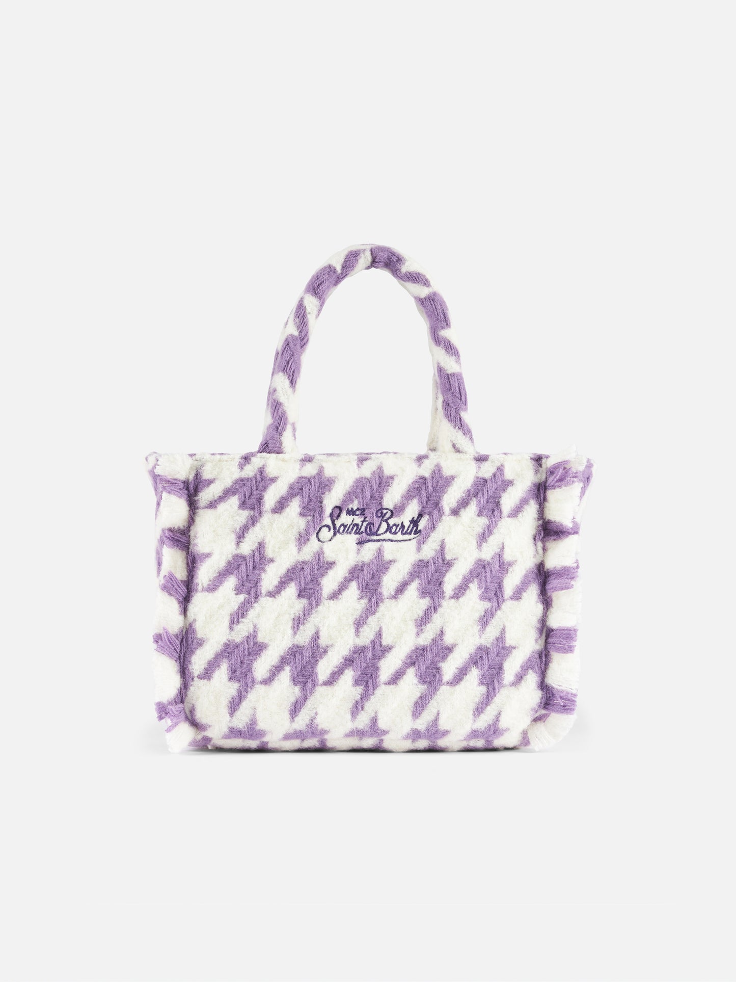 Wooly Colette fringed handbag with pied de poule pattern - MC2 Saint Barth