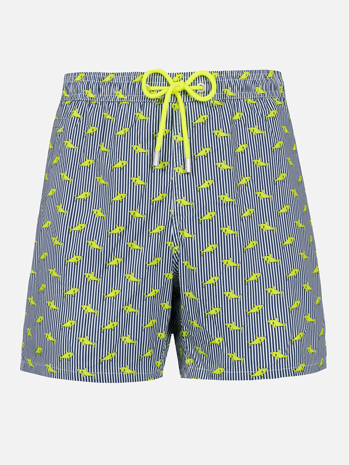 Comfort Light classic stretch swim shorts with sharks print - MC2 Saint Barth
