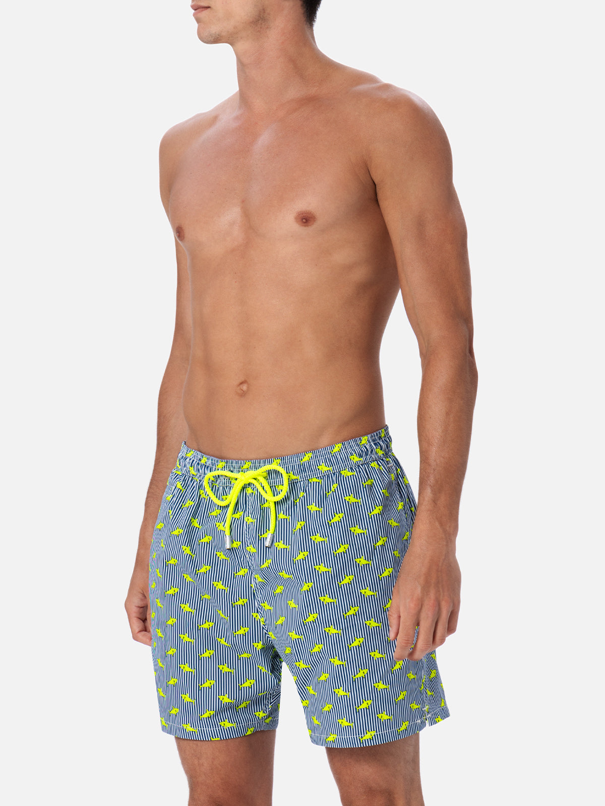 Comfort Light classic stretch swim shorts with sharks print - MC2 Saint Barth