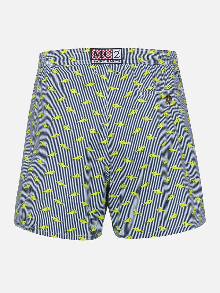 Comfort Light classic stretch swim shorts with sharks print - MC2 Saint Barth