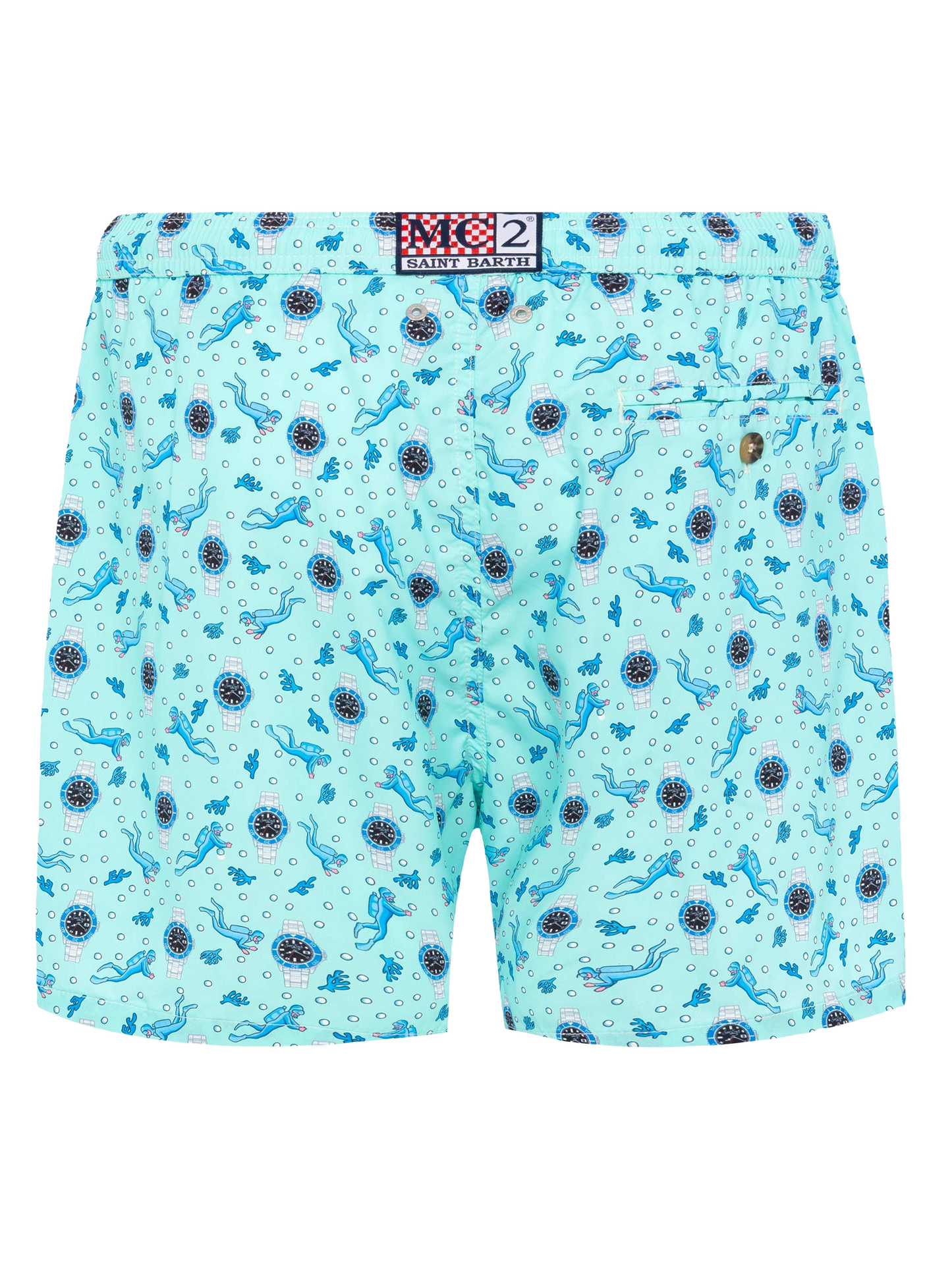 Lightweight fabric swim shorts Lighting with watch print - MC2 Saint Barth