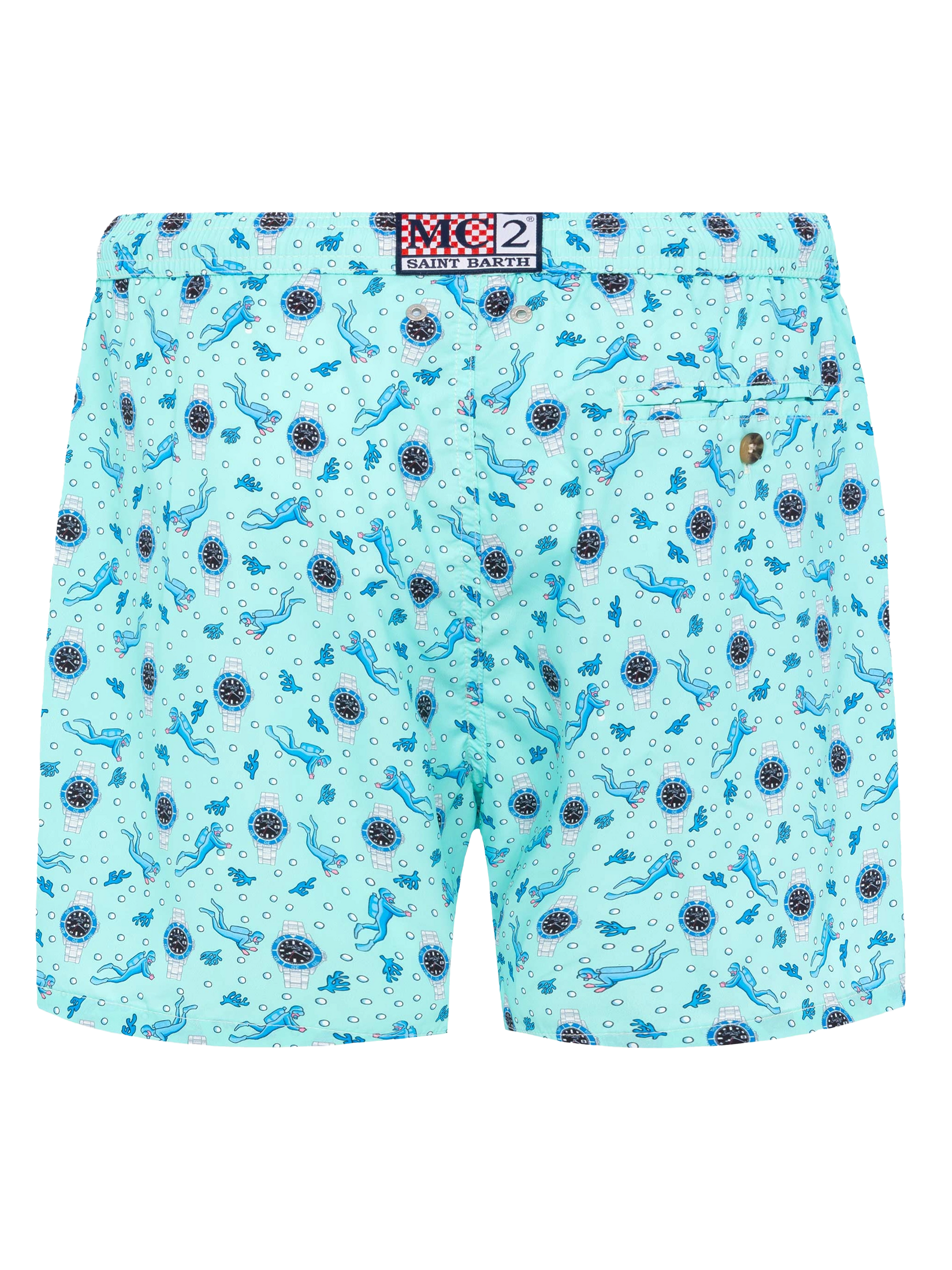 Lightweight fabric swim shorts Lighting with watch print - MC2 Saint Barth