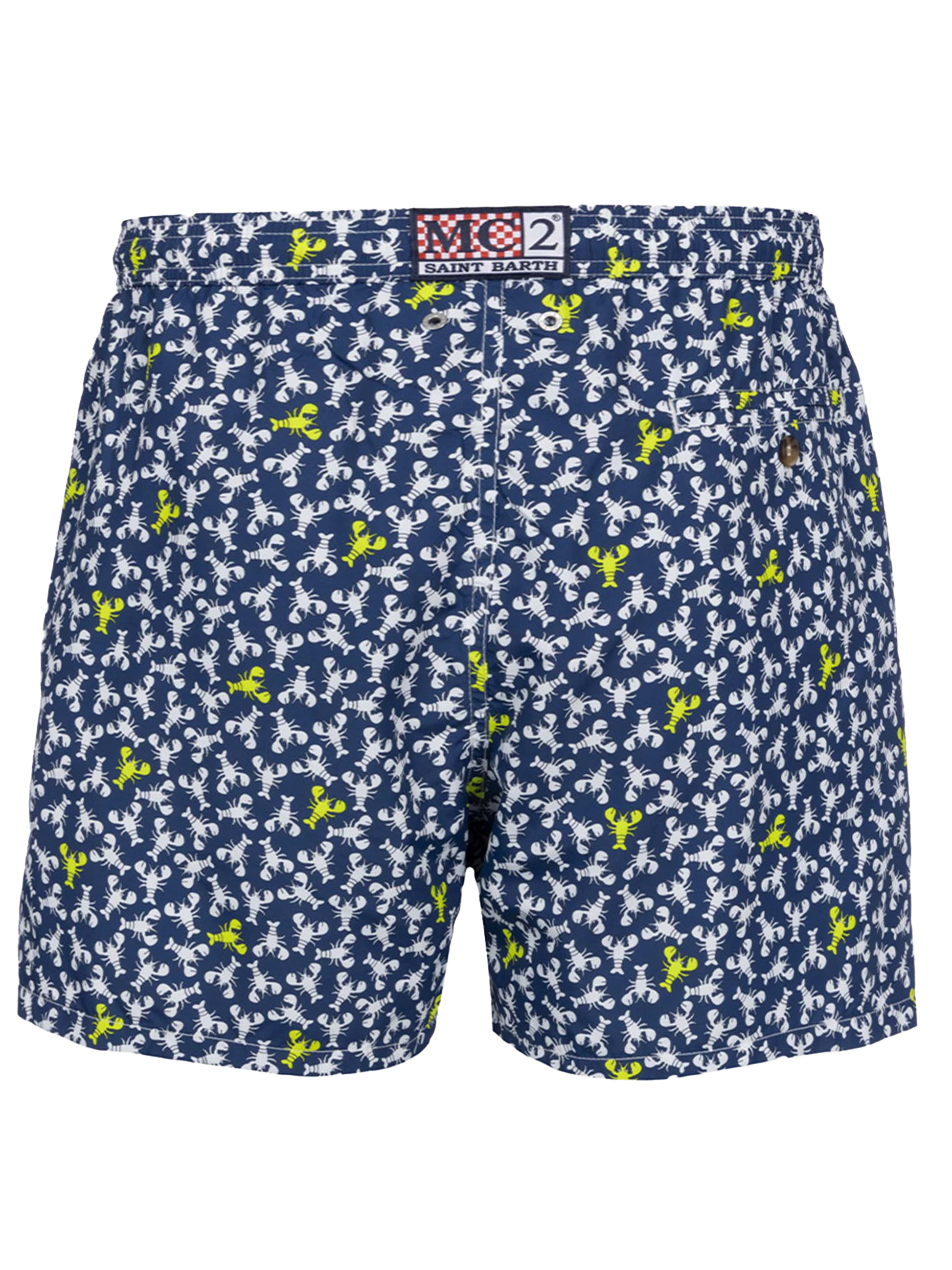 Man lightweight fabric swim-shorts Lighting Micro Fantasy with loabster print - MC2 Saint Barth