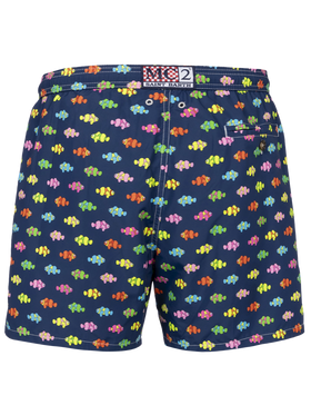 Man lightweight fabric swim-shorts Lighting Micro Fantasy with clownfishes print - MC2 Saint Barth