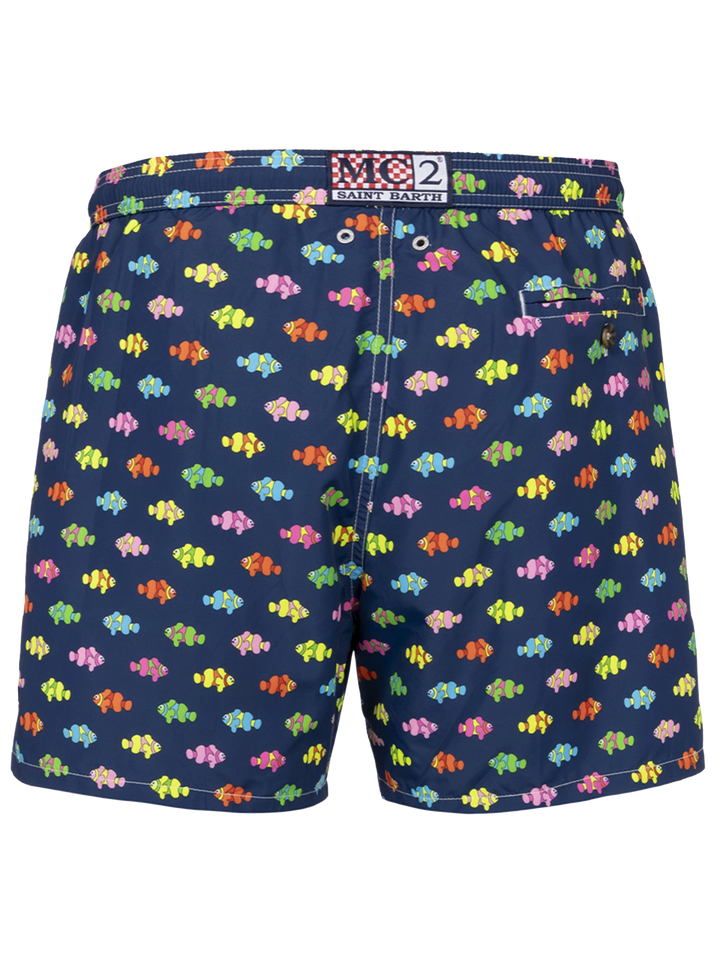 Man lightweight fabric swim-shorts Lighting Micro Fantasy with clownfishes print - MC2 Saint Barth
