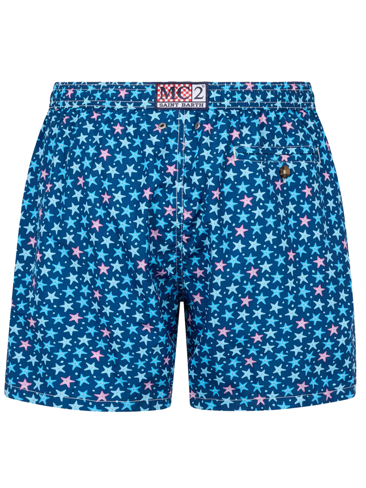 Man lightweight fabric swim-shorts Lighting Micro Fantasy with starfish print - MC2 Saint Barth