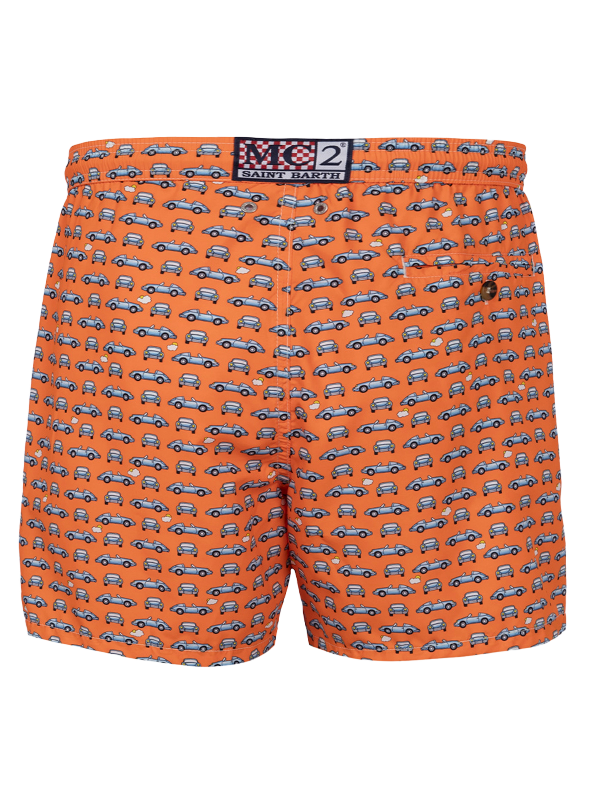 Man lightweight fabric swim-shorts Lighting Micro Fantasy with cars print - MC2 Saint Barth