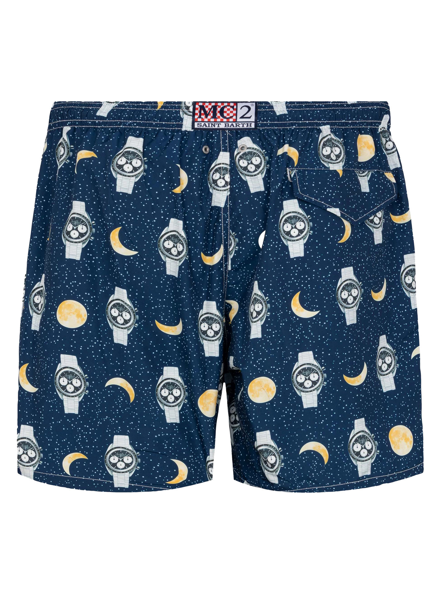 Lightweight fabric swim-shorts Lighting with watches and moon print - MC2 Saint Barth