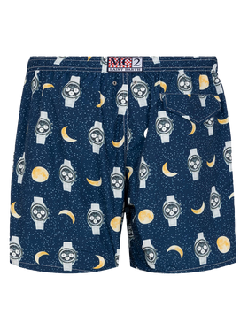 Lightweight fabric swim-shorts Lighting with watches and moon print - MC2 Saint Barth