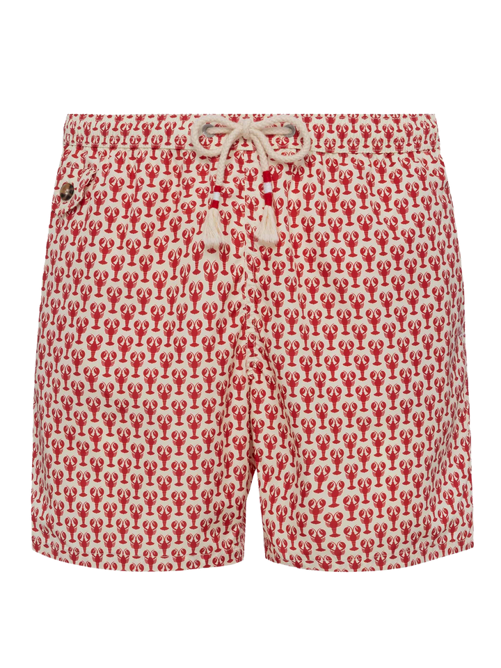 Lightweight fabric swim shorts Lighting 70 with lobster print - MC2 Saint Barth