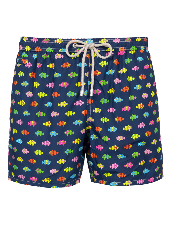 Man lightweight fabric swim-shorts Lighting Micro Fantasy with clownfishes print - MC2 Saint Barth