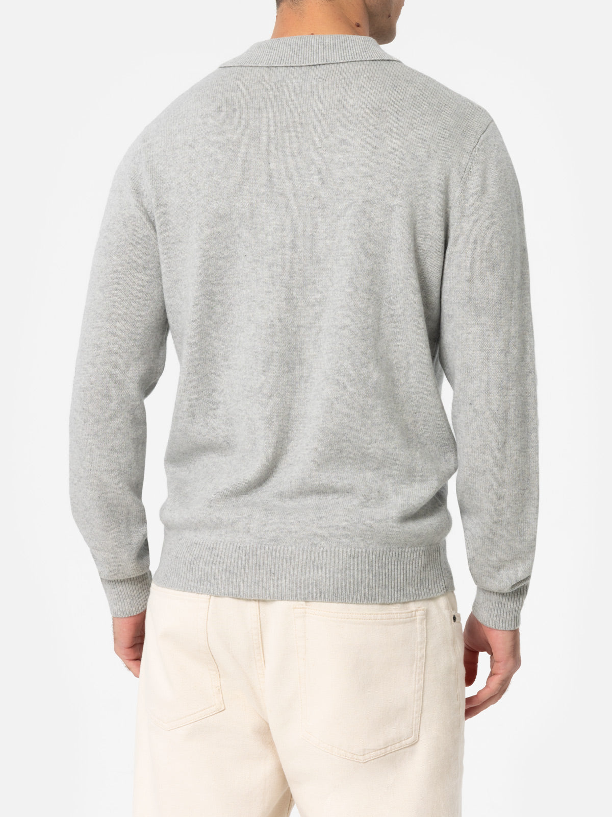 Man mélange grey cashmere blend polo collar sweater Covent - MC2 Saint Barth