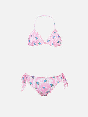 Bikini a triangolo classico da bambina Cris con stampa tartaruga