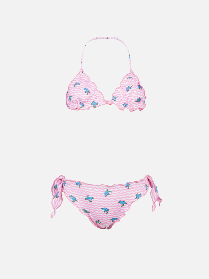 Bikini a triangolo classico da bambina Cris con stampa tartaruga