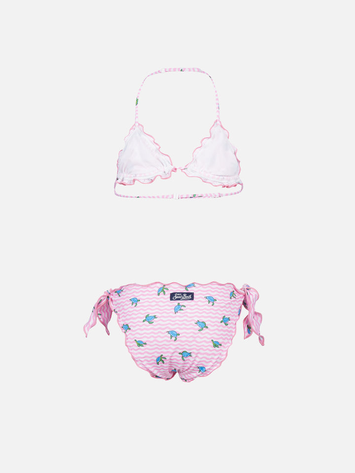 Bikini a triangolo classico da bambina Cris con stampa tartaruga