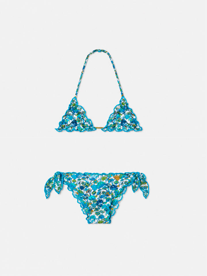 Girl triangle bikini with mushroom print | Made with Liberty fabric
