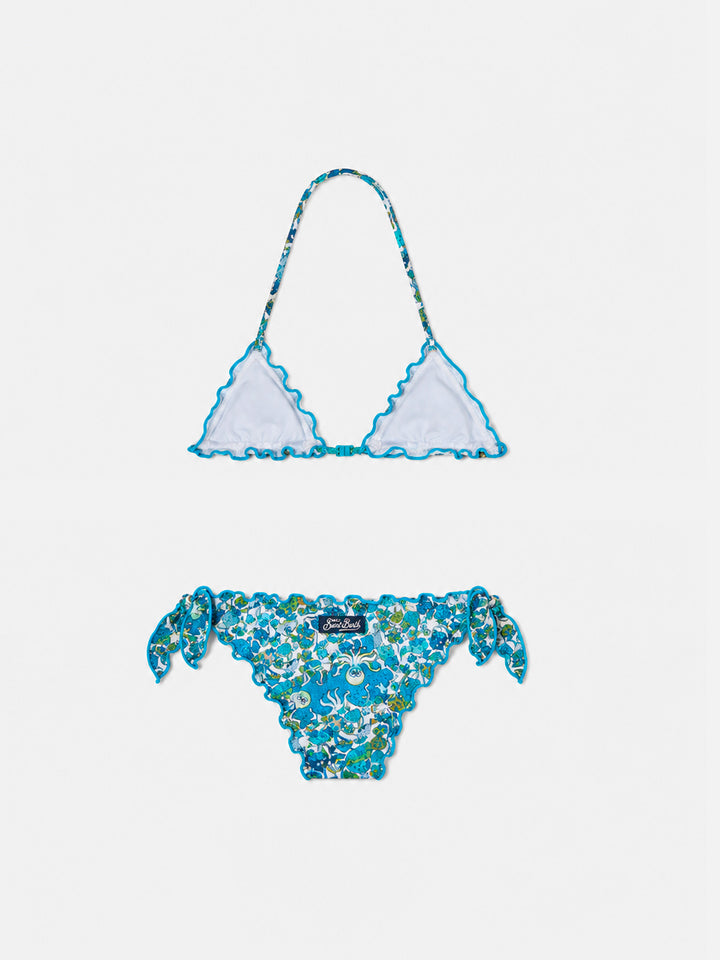 Girl triangle bikini with mushroom print | Made with Liberty fabric