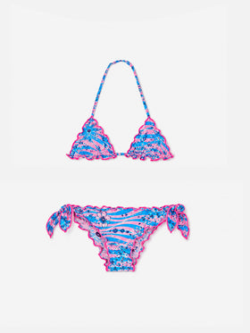 Girl triangle bikini with zebra bandanna print