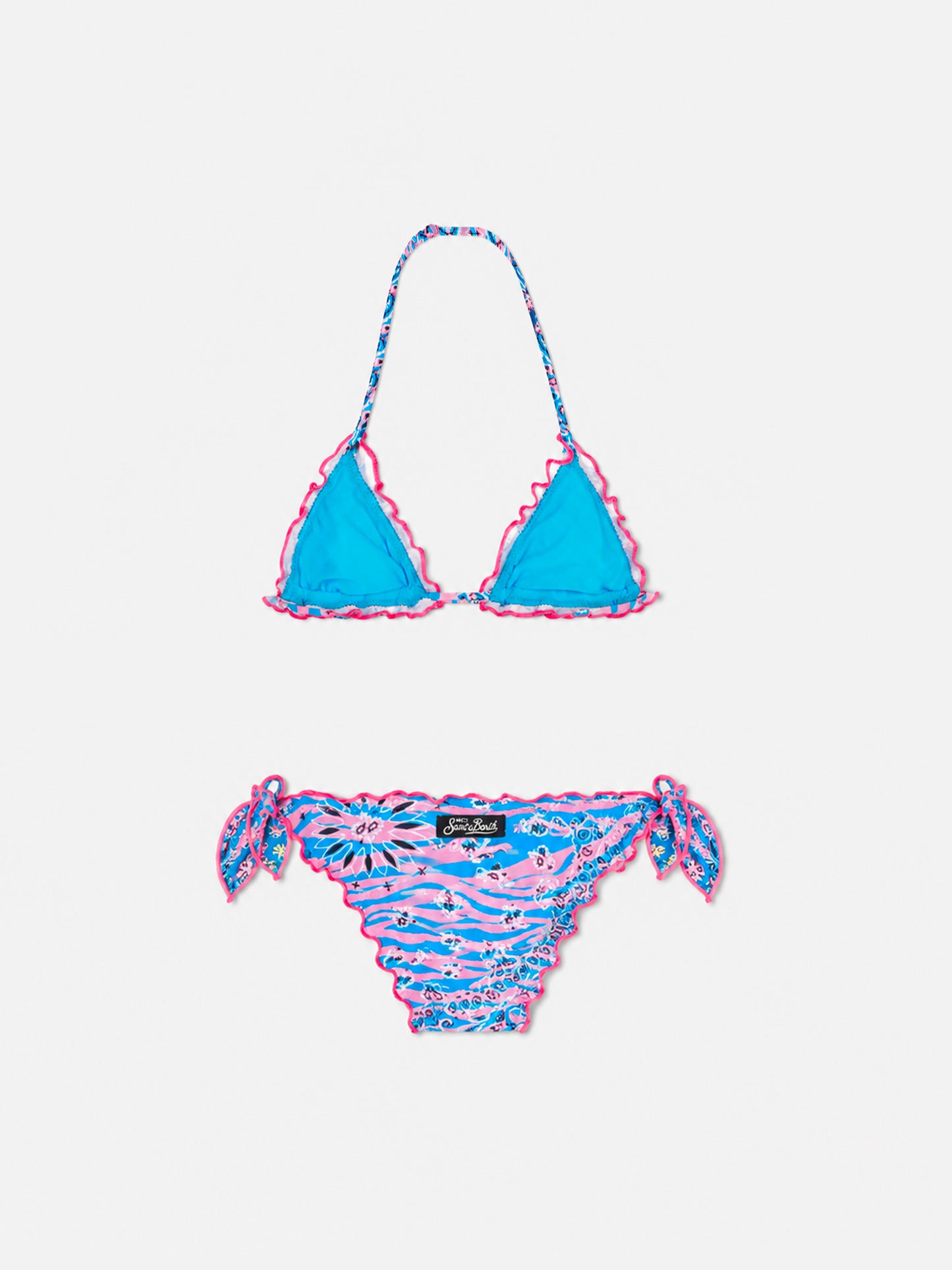 Girl triangle bikini with zebra bandanna print