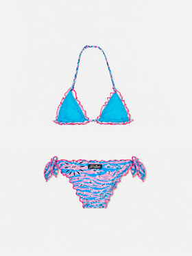 Girl triangle bikini with zebra bandanna print