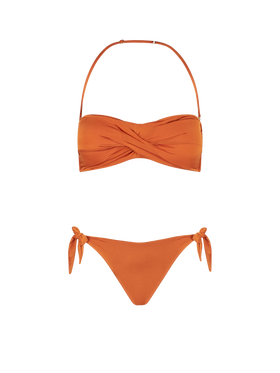 Shiny orange crossed bandeau bikini - MC2 Saint Barth