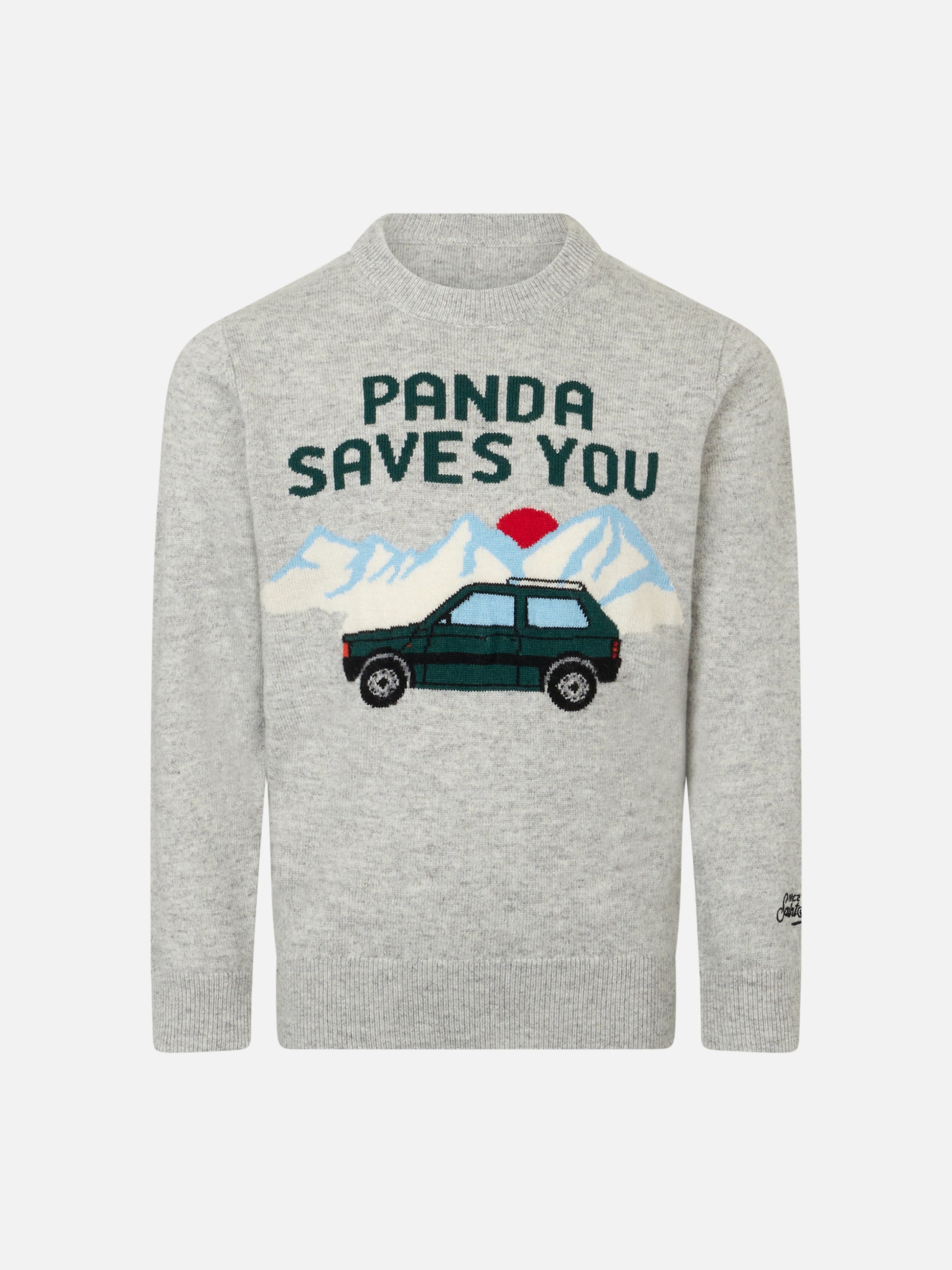 Boy crewneck sweater with Panda saves you jacquard - MC2 Saint Barth