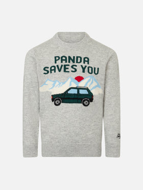 Boy crewneck sweater with Panda saves you jacquard - MC2 Saint Barth