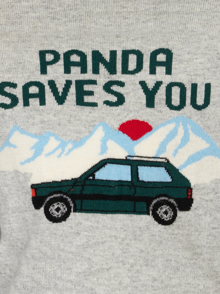 Boy crewneck sweater with Panda saves you jacquard - MC2 Saint Barth