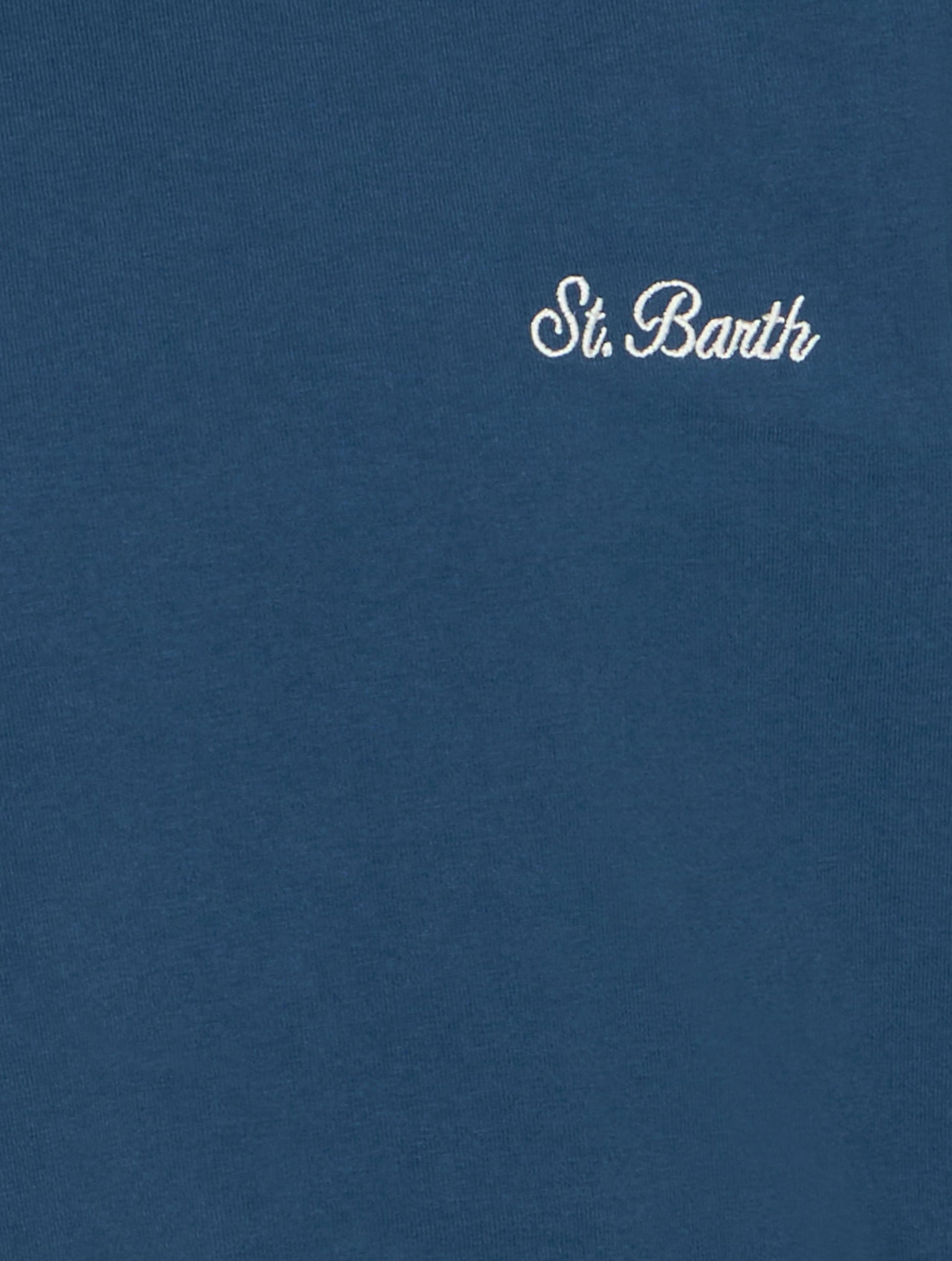 Boy navy blue cotton jersey t-shirt Dover with St. Barth embroidery - MC2 Saint Barth