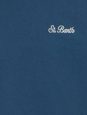 Boy navy blue cotton jersey t-shirt Dover with St. Barth embroidery - MC2 Saint Barth